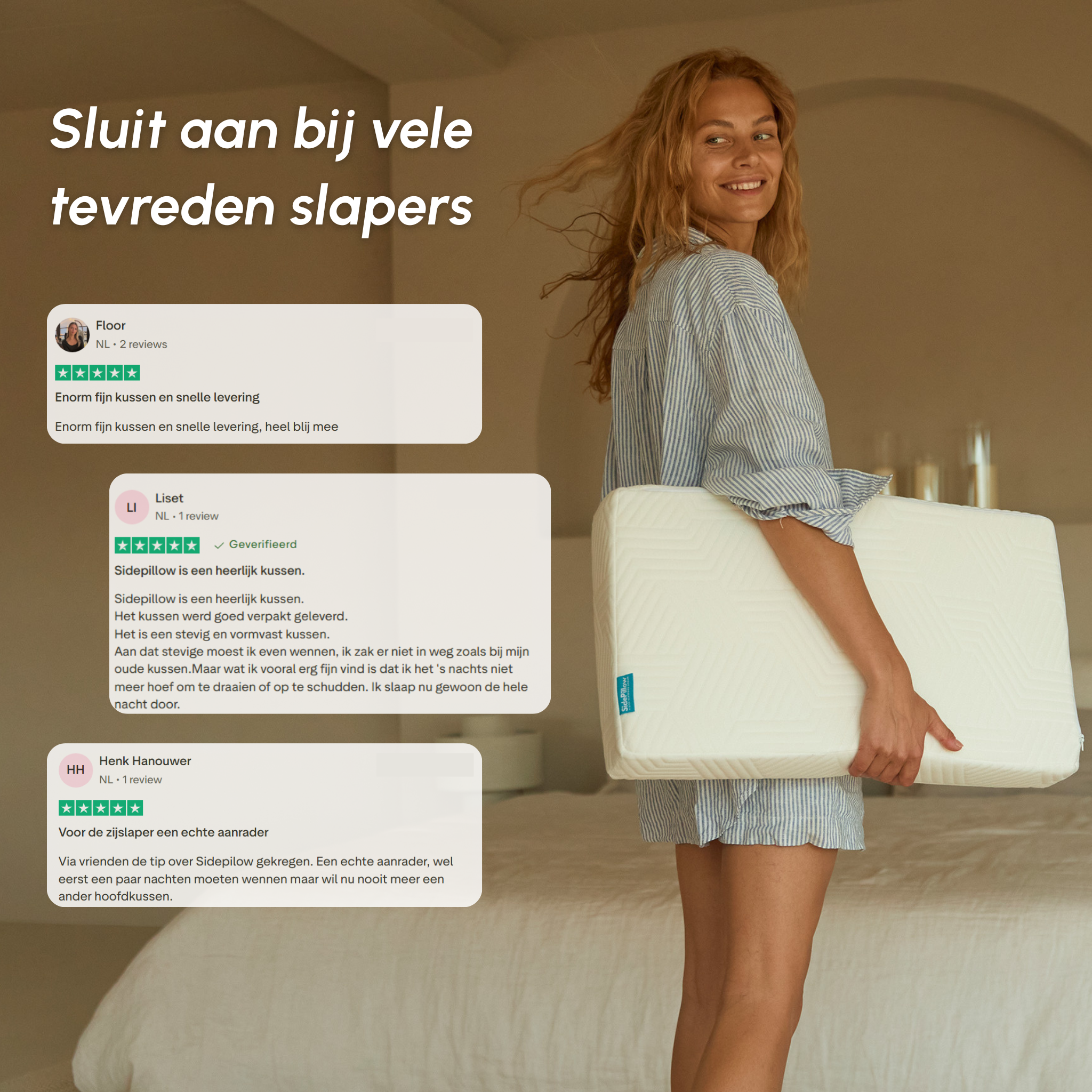 Reviews van tevreden zijslapers over SidePillow.
